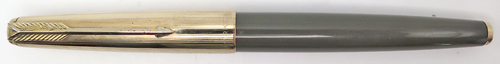 ITEM #6823R: PARKER 61 FOUNTAIN PEN IN GREY. DOULBE JEWEL. GOLD FILLED TRIM. NIB IS DOUBLE BROAD (BB). CAPILARY FILLING SYSTEM. MADE IN USA.